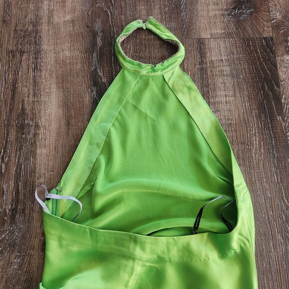 Retrofete Maria Dress in Lime Punch Green Rhinestone Neckline Open Back Small - Picture 8 of 12